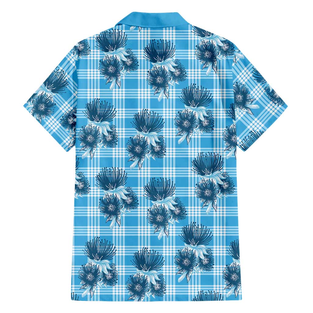 Blue Palaka Hawaii Hawaiian Shirt Hawaiian Lehua Blossoms LT05 - Polynesian Pride