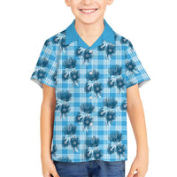 Blue Palaka Hawaii Hawaiian Shirt Hawaiian Lehua Blossoms LT05 - Polynesian Pride