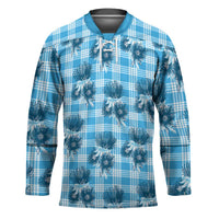 Blue Palaka Hawaii Hockey Jersey Hawaiian Lehua Blossoms