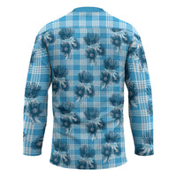 Blue Palaka Hawaii Hockey Jersey Hawaiian Lehua Blossoms