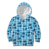Blue Palaka Hawaii Kid Hoodie Hawaiian Lehua Blossoms LT05 Hoodie Blue - Polynesian Pride