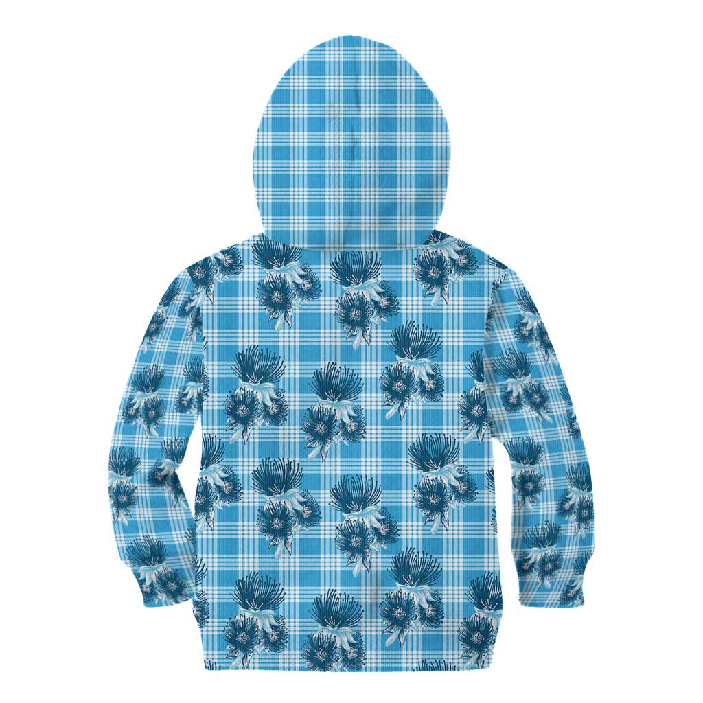 Blue Palaka Hawaii Kid Hoodie Hawaiian Lehua Blossoms LT05 - Polynesian Pride