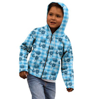 Blue Palaka Hawaii Kid Hoodie Hawaiian Lehua Blossoms LT05 - Polynesian Pride