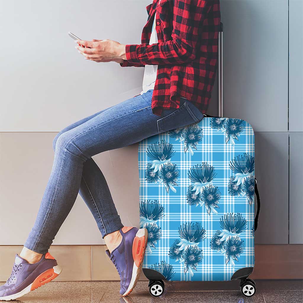 Blue Palaka Hawaii Luggage Cover Hawaiian Lehua Blossoms LT05 - Polynesian Pride