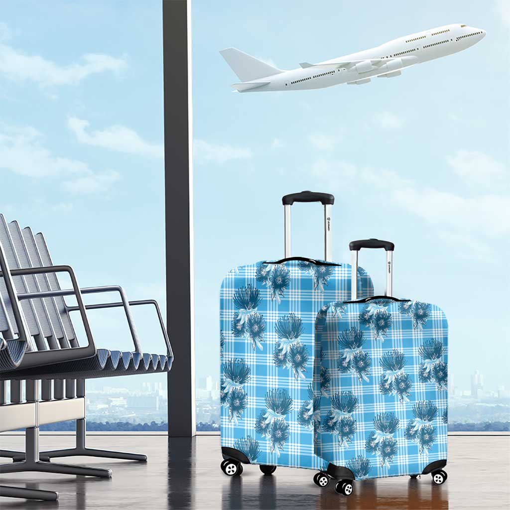 Blue Palaka Hawaii Luggage Cover Hawaiian Lehua Blossoms LT05 - Polynesian Pride