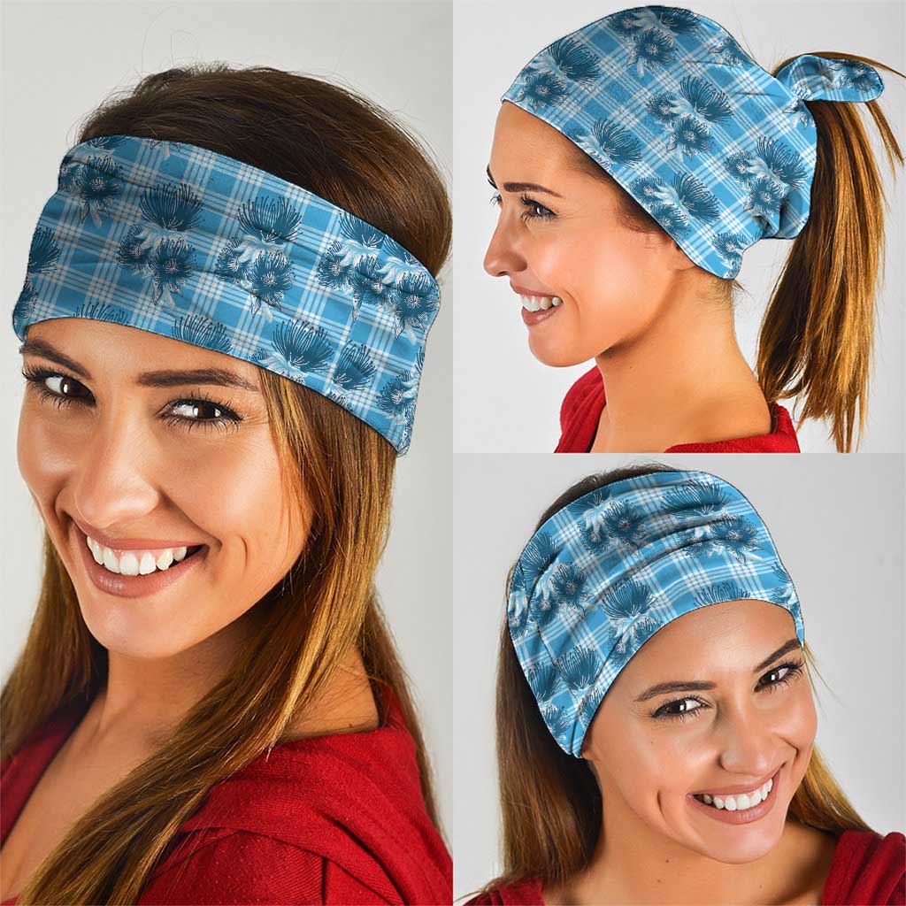 Blue Palaka Hawaii Neck Gaiter Hawaiian Lehua Blossoms