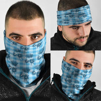 Blue Palaka Hawaii Neck Gaiter Hawaiian Lehua Blossoms
