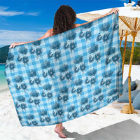 Blue Palaka Hawaii Sarong Hawaiian Lehua Blossoms