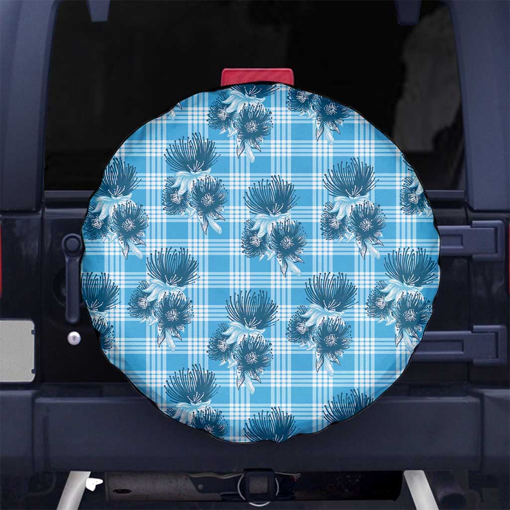 Blue Palaka Hawaii Spare Tire Cover Hawaiian Lehua Blossoms LT05 No hole Blue - Polynesian Pride
