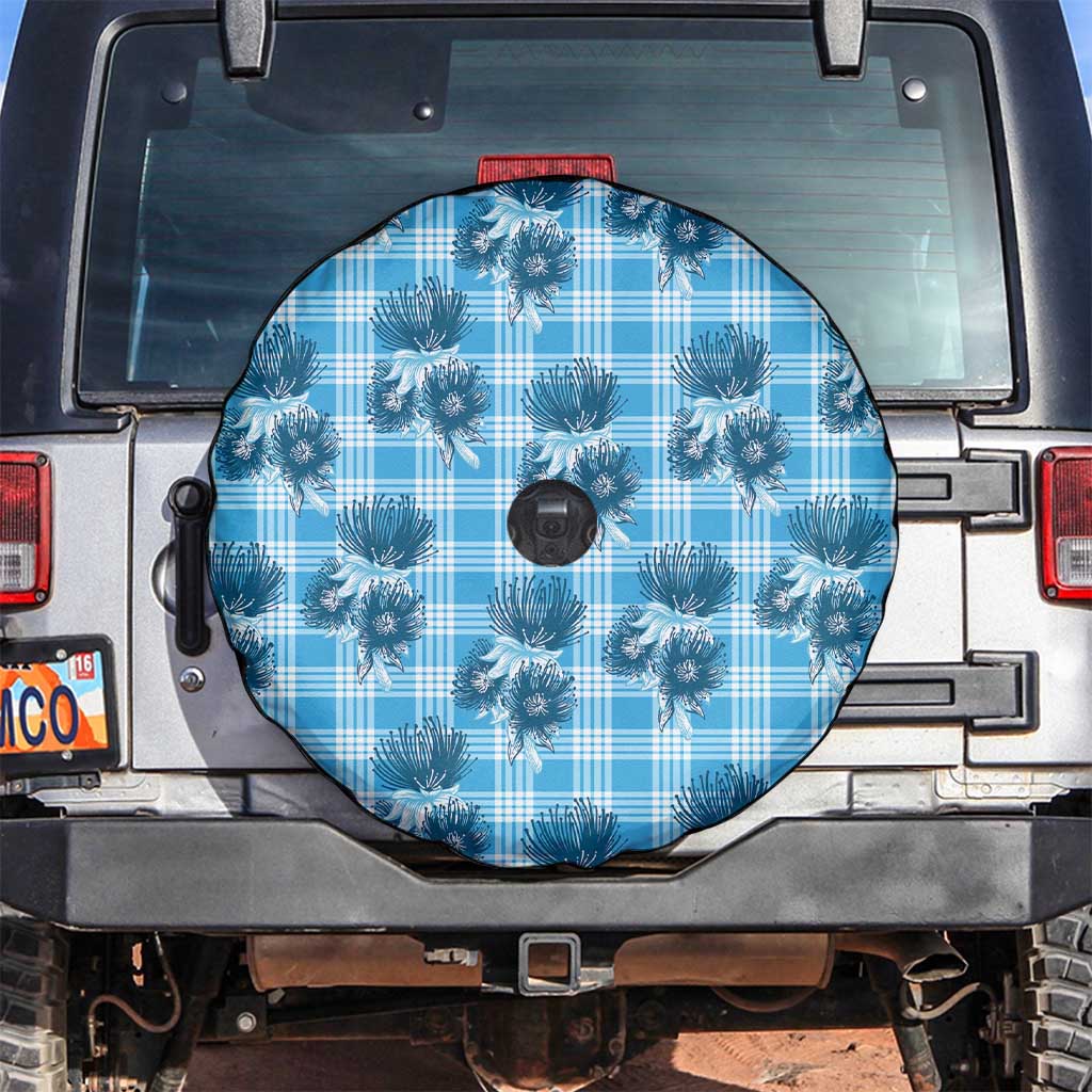 Blue Palaka Hawaii Spare Tire Cover Hawaiian Lehua Blossoms LT05 Blue - Polynesian Pride