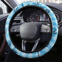 Blue Palaka Hawaii Steering Wheel Cover Hawaiian Lehua Blossoms