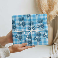 Blue Palaka Hawaii Wrapping Paper Hawaiian Lehua Blossoms