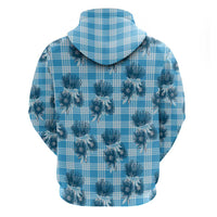 Blue Palaka Hawaii Zip Hoodie Hawaiian Lehua Blossoms