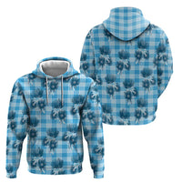 Blue Palaka Hawaii Zip Hoodie Hawaiian Lehua Blossoms