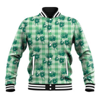 Green Palaka Hawaii Baseball Jacket Hawaiian Lehua Blossoms