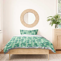 Green Palaka Hawaii Bedding Set Hawaiian Lehua Blossoms