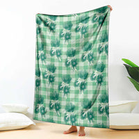 Green Palaka Hawaii Blanket Hawaiian Lehua Blossoms