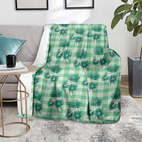 Green Palaka Hawaii Blanket Hawaiian Lehua Blossoms