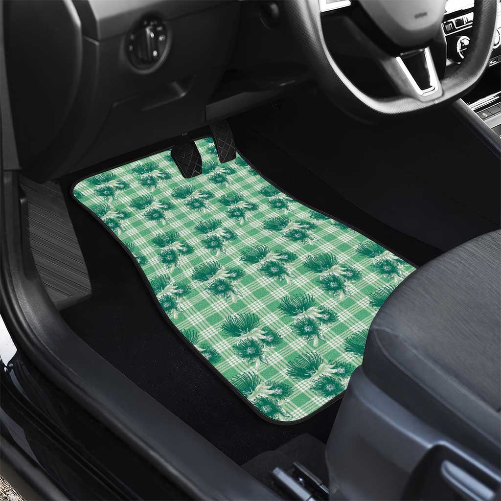 Green Palaka Hawaii Car Mats Hawaiian Lehua Blossoms