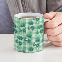 Green Palaka Hawaii Ceramic Mug Hawaiian Lehua Blossoms