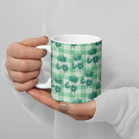 Green Palaka Hawaii Ceramic Mug Hawaiian Lehua Blossoms
