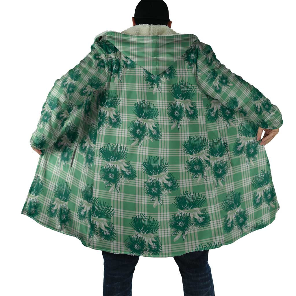 Green Palaka Hawaii Cloak Hawaiian Lehua Blossoms