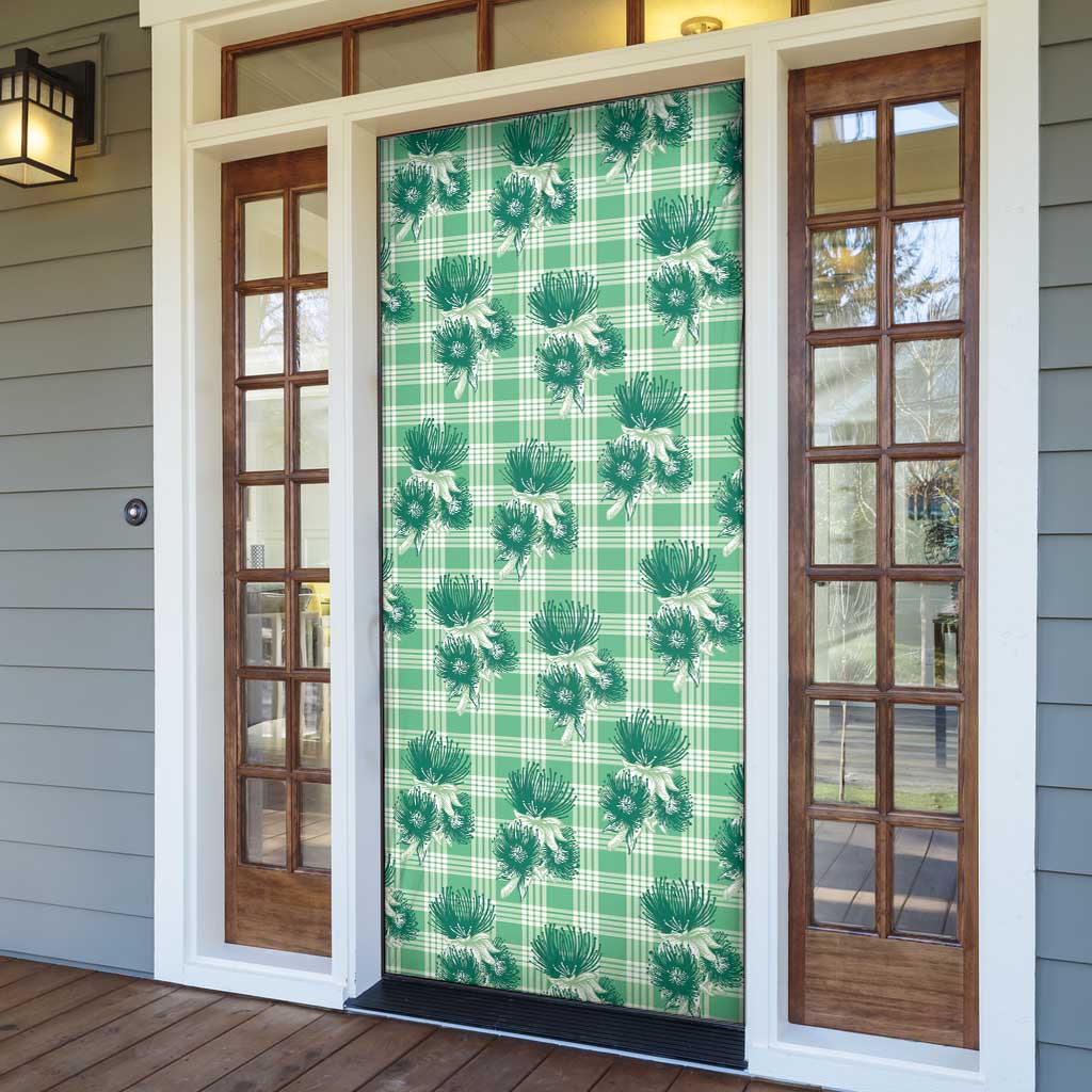 Green Palaka Hawaii Door Cover Hawaiian Lehua Blossoms