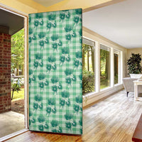 Green Palaka Hawaii Door Cover Hawaiian Lehua Blossoms