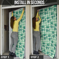 Green Palaka Hawaii Door Cover Hawaiian Lehua Blossoms