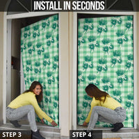 Green Palaka Hawaii Door Cover Hawaiian Lehua Blossoms
