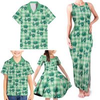 Green Palaka Hawaii Family Matching Tank Maxi Dress and Hawaiian Shirt Hawaiian Lehua Blossoms