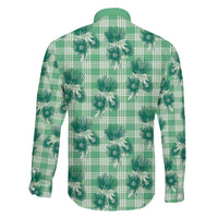Green Palaka Hawaii Family Matching Tank Maxi Dress and Hawaiian Shirt Hawaiian Lehua Blossoms