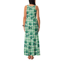 Green Palaka Hawaii Family Matching Tank Maxi Dress and Hawaiian Shirt Hawaiian Lehua Blossoms