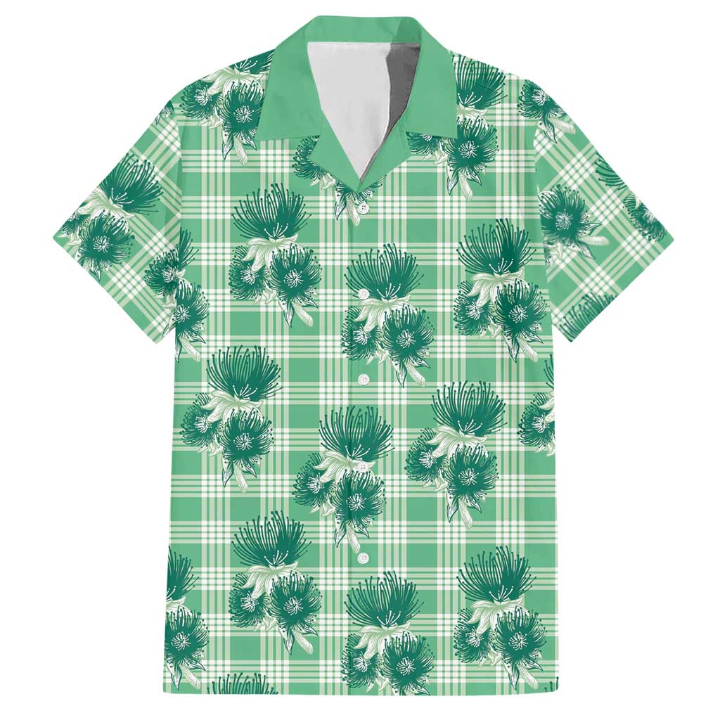 Green Palaka Hawaii Hawaiian Shirt Hawaiian Lehua Blossoms LT05 Green - Polynesian Pride