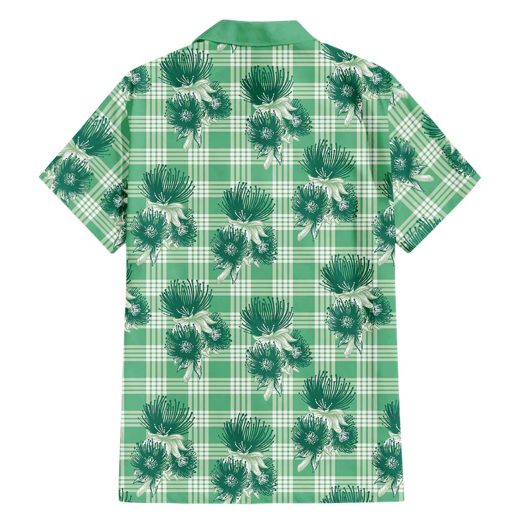 Green Palaka Hawaii Hawaiian Shirt Hawaiian Lehua Blossoms LT05 - Polynesian Pride
