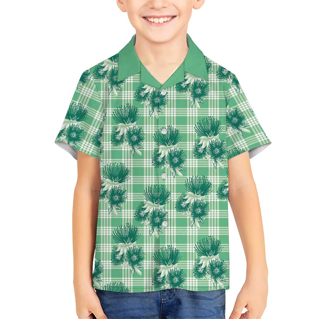 Green Palaka Hawaii Hawaiian Shirt Hawaiian Lehua Blossoms LT05 - Polynesian Pride