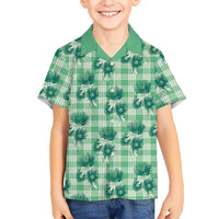 Green Palaka Hawaii Hawaiian Shirt Hawaiian Lehua Blossoms LT05 - Polynesian Pride