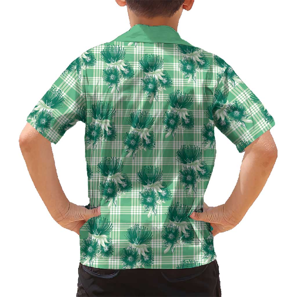Green Palaka Hawaii Hawaiian Shirt Hawaiian Lehua Blossoms LT05 - Polynesian Pride