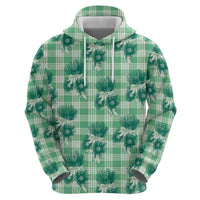 Green Palaka Hawaii Hoodie Hawaiian Lehua Blossoms LT05 - Polynesian Pride