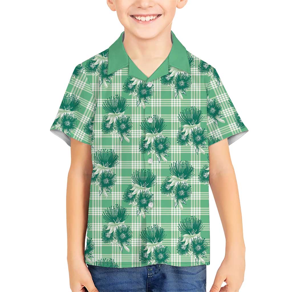 Green Palaka Hawaii Kid Hawaiian Shirt Hawaiian Lehua Blossoms