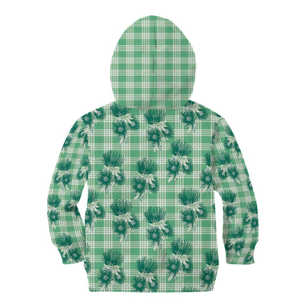 Green Palaka Hawaii Kid Hoodie Hawaiian Lehua Blossoms LT05 - Polynesian Pride