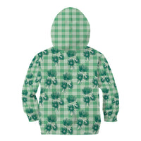 Green Palaka Hawaii Kid Hoodie Hawaiian Lehua Blossoms LT05 - Polynesian Pride