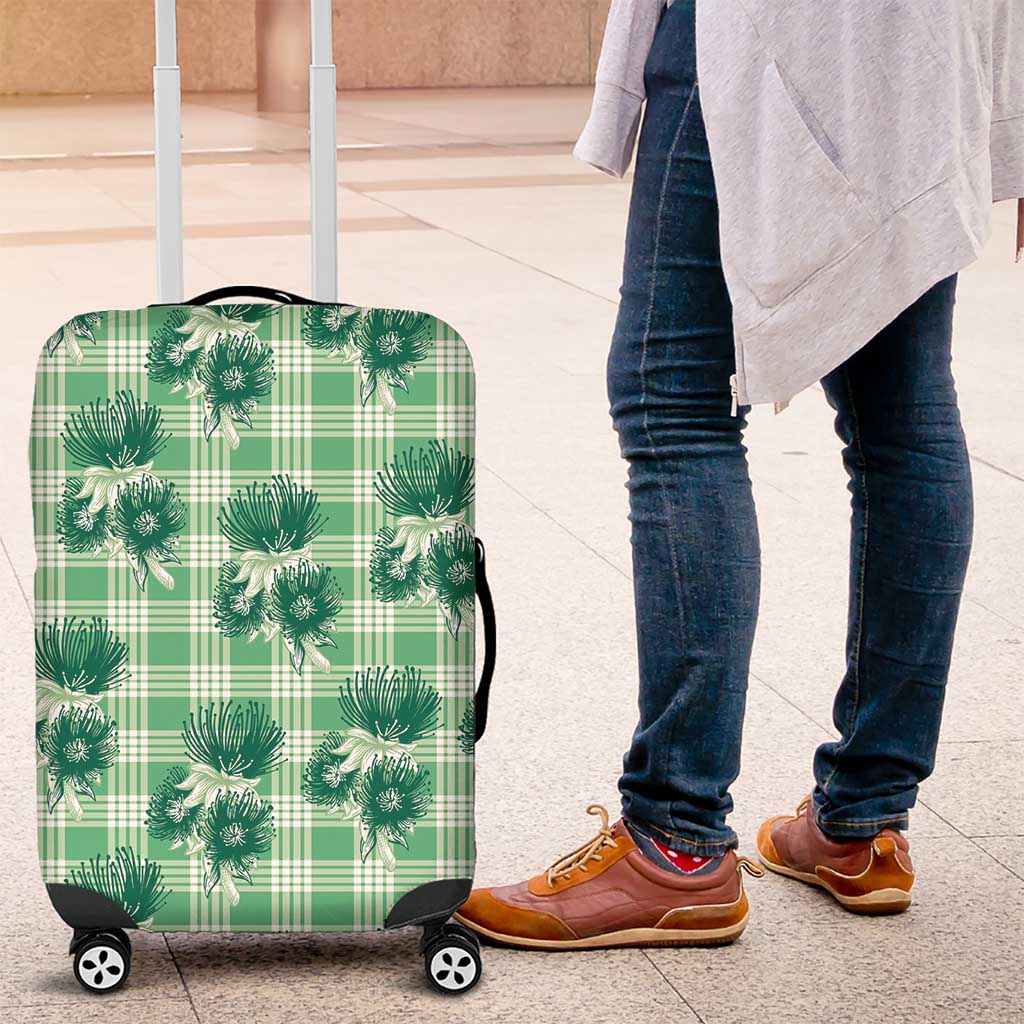 Green Palaka Hawaii Luggage Cover Hawaiian Lehua Blossoms LT05 Green - Polynesian Pride