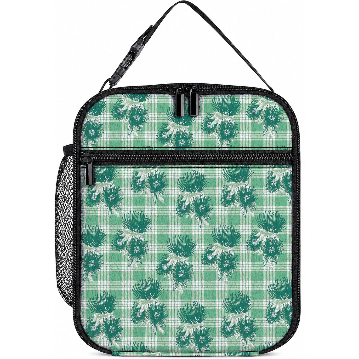 Green Palaka Hawaii Lunch Bag Hawaiian Lehua Blossoms