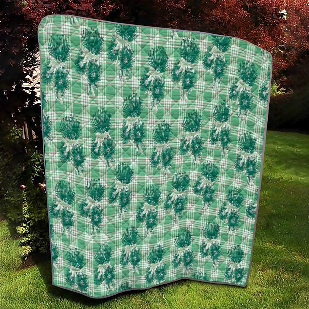 Green Palaka Hawaii Quilt Hawaiian Lehua Blossoms