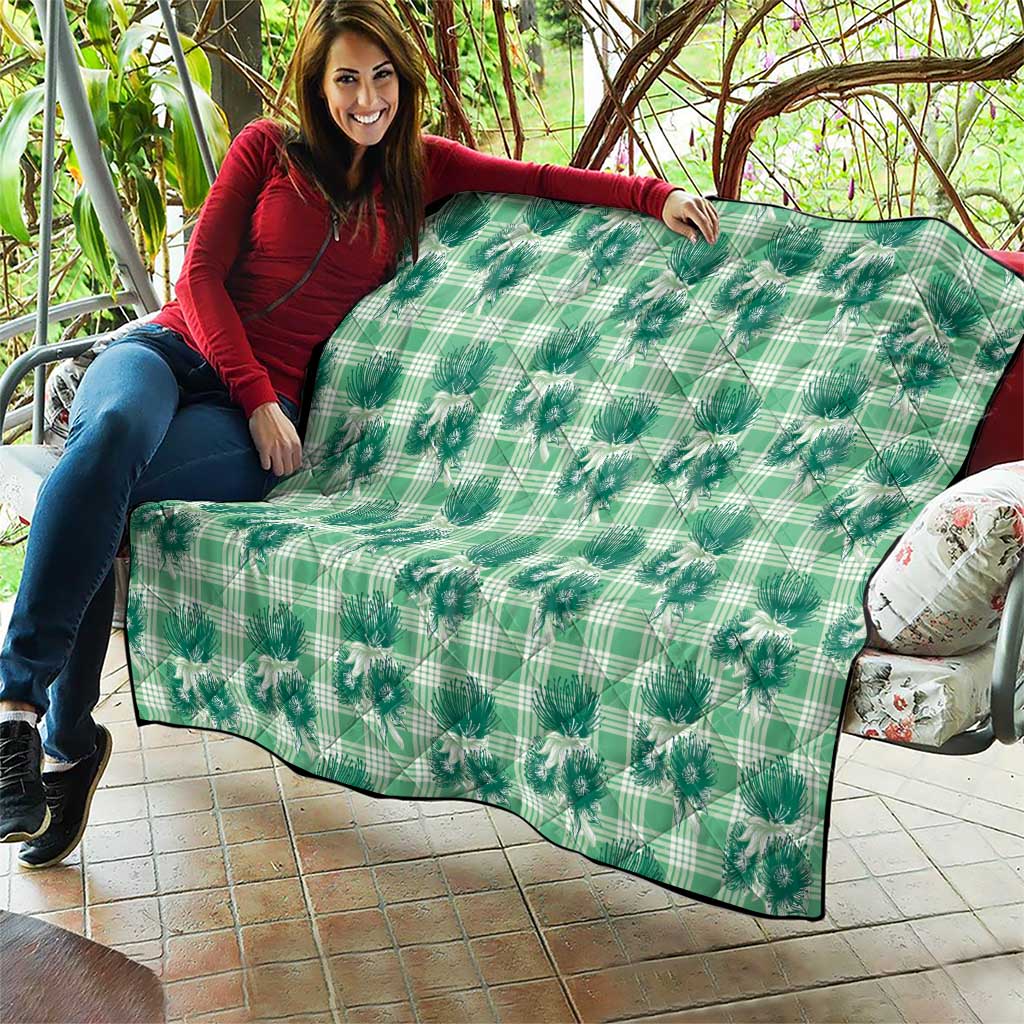 Green Palaka Hawaii Quilt Hawaiian Lehua Blossoms