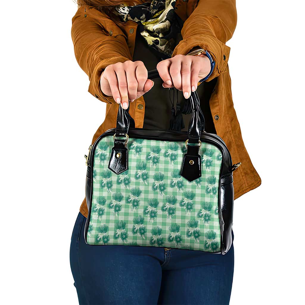 Green Palaka Hawaii Shoulder Handbag Hawaiian Lehua Blossoms