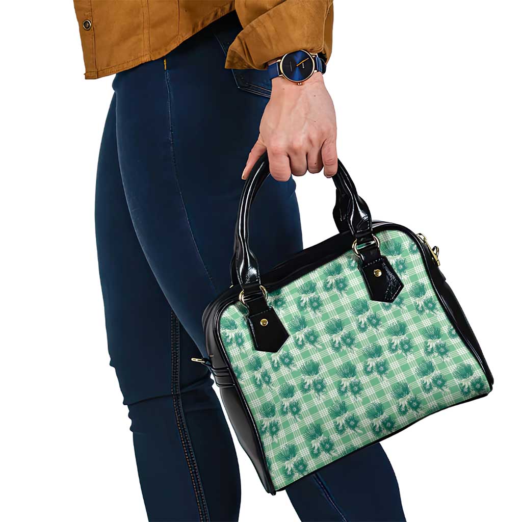 Green Palaka Hawaii Shoulder Handbag Hawaiian Lehua Blossoms