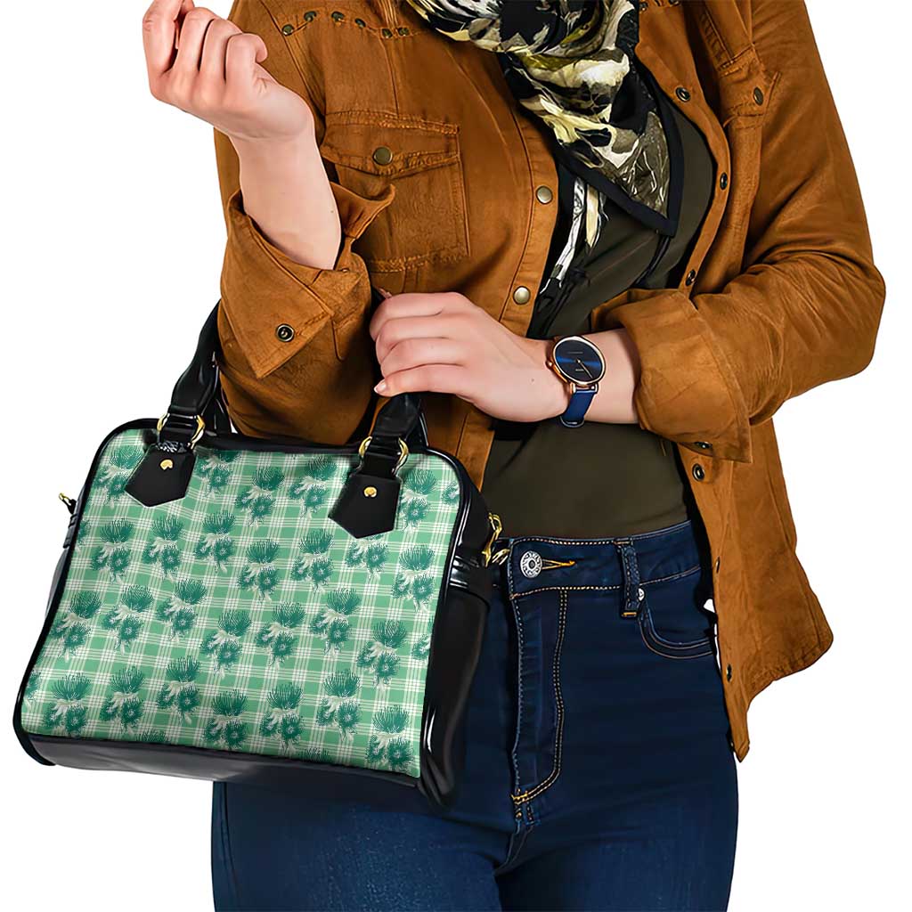 Green Palaka Hawaii Shoulder Handbag Hawaiian Lehua Blossoms