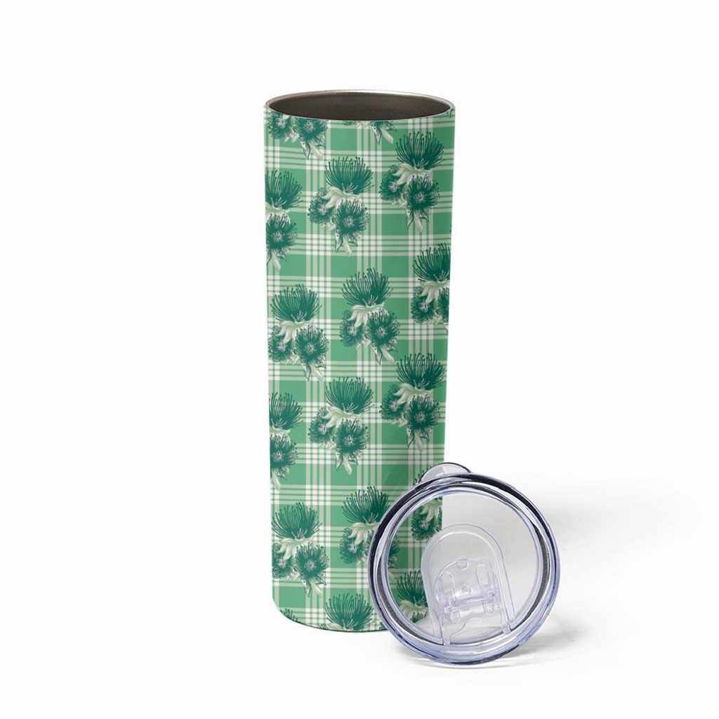 Green Palaka Hawaii Skinny Tumbler Hawaiian Lehua Blossoms LT05 - Polynesian Pride
